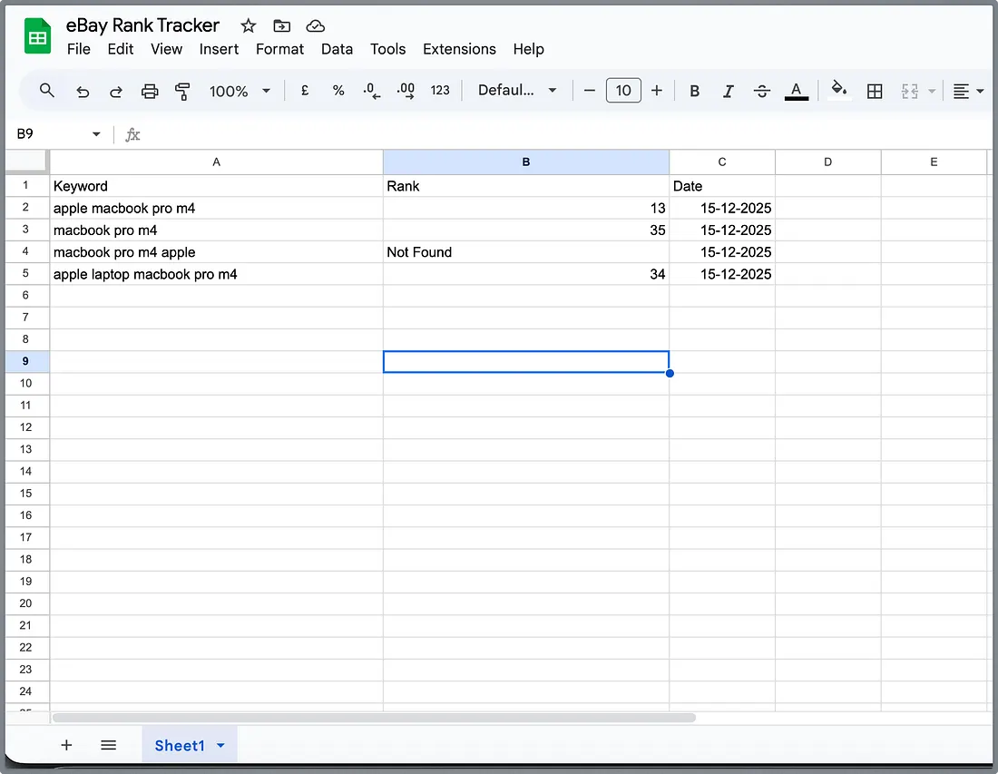 ebay rank tracker sheet